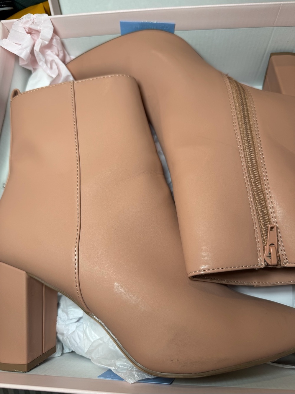 JustFab Blush Nude Block Heel Ankle Boots